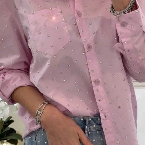 Camicia Crystal in cotone luminoso Rosa