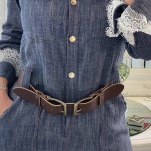 Tuta intera in denim con dettagli in pizzo