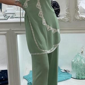 Pantalone Verde fluido a vita alta