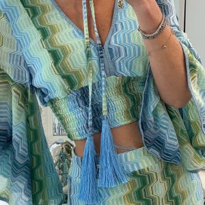 Top in Maglia Zigzag “Filato Tipo Missoni” Acquamarina