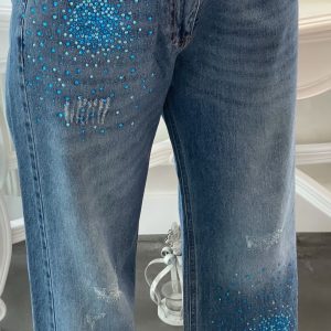 Jeans Blu con applicazioni gioiello Toni Azzurri