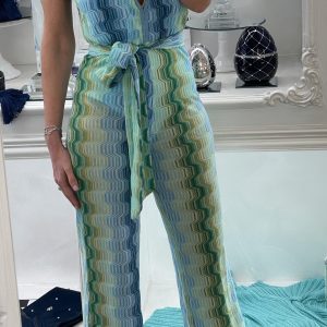 Tuta Intera Goccia in Maglia Zigzag “Filato Tipo Missoni” Acquamarina