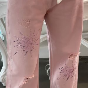 Jeans Rosa con applicazioni Gioiello