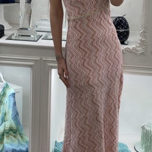 Abito Monospalla Zigzag “Filato tipo Missoni” Onde Rosa