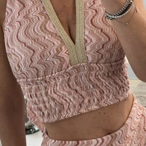 Top in Maglia Zigzag “Filato tipo Missoni” Onde Rosa