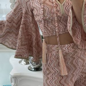 Top con maniche in Maglia Zigzag “Filato tipo Missoni” Onde Rosa