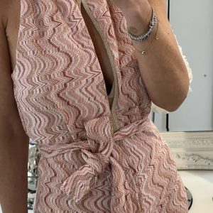 Tuta Intera Goccia in maglia Zigzag “Filato tipo Missoni” Onde Rosa