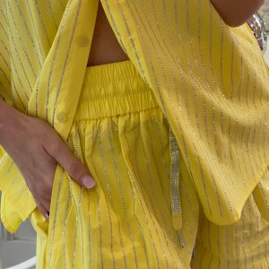 Shorts giallo gessato diamanti